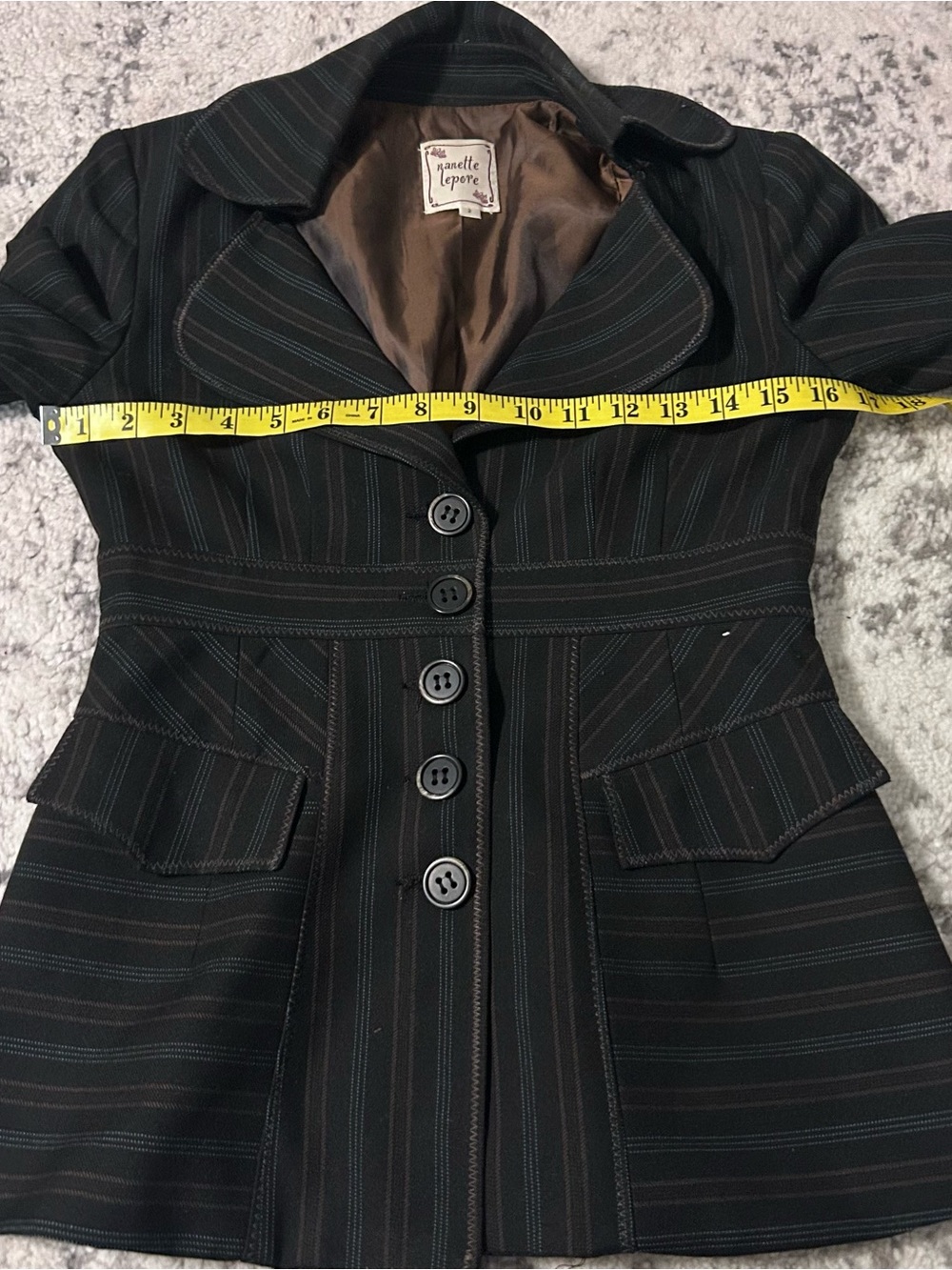 Vintage Nanette Lepore pinstripe pantsuit, corset blazer tailored trousers sz 2 - Picture 11 of 11